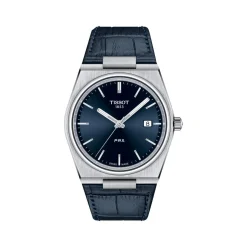 Montre TISSOT T-CLASSIC PRX homme cadran bleu bracelet cuir bleu