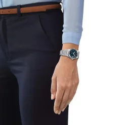 Montre TISSOT T-CLASSIC PRX POWERMATIC 80 mixte automatique cadran bleu bracelet acier inoxydable