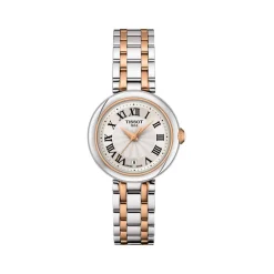 Montre TISSOT T-LADY BELLISSIMA SMALL LADY femme cadran gris bracelet acier bicolore doré rose