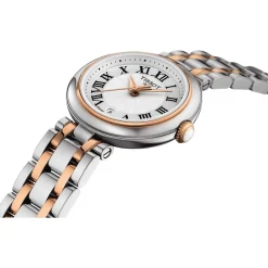 Montre TISSOT T-LADY BELLISSIMA SMALL LADY femme cadran gris bracelet acier bicolore doré rose