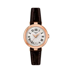 Montre TISSOT T-LADY BELLISSIMA femme cadran gris bracelet cuir brun