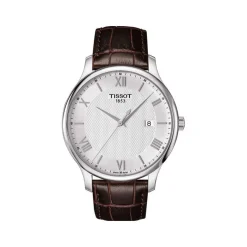 Montre TISSOT TRADITION homme cadran gris bracelet cuir marron