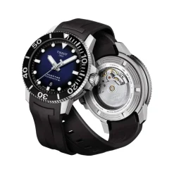 Montre TISSOT T-SPORT SEASTER 1000 homme automatique cadran bleu bracelet synthétique noir