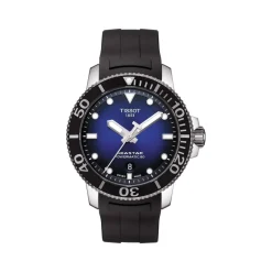 Montre TISSOT T-SPORT SEASTER 1000 homme automatique cadran bleu bracelet synthétique noir