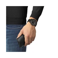 Montre TISSOT T-SPORT SUPERSPORT CHRONO homme chronographe cadran noir bracelet PVD noir