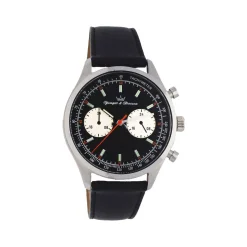Montre Yonger et Bresson homme acier cuir noir