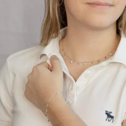 Parure argent 925 collier bracelet pampilles zirconias