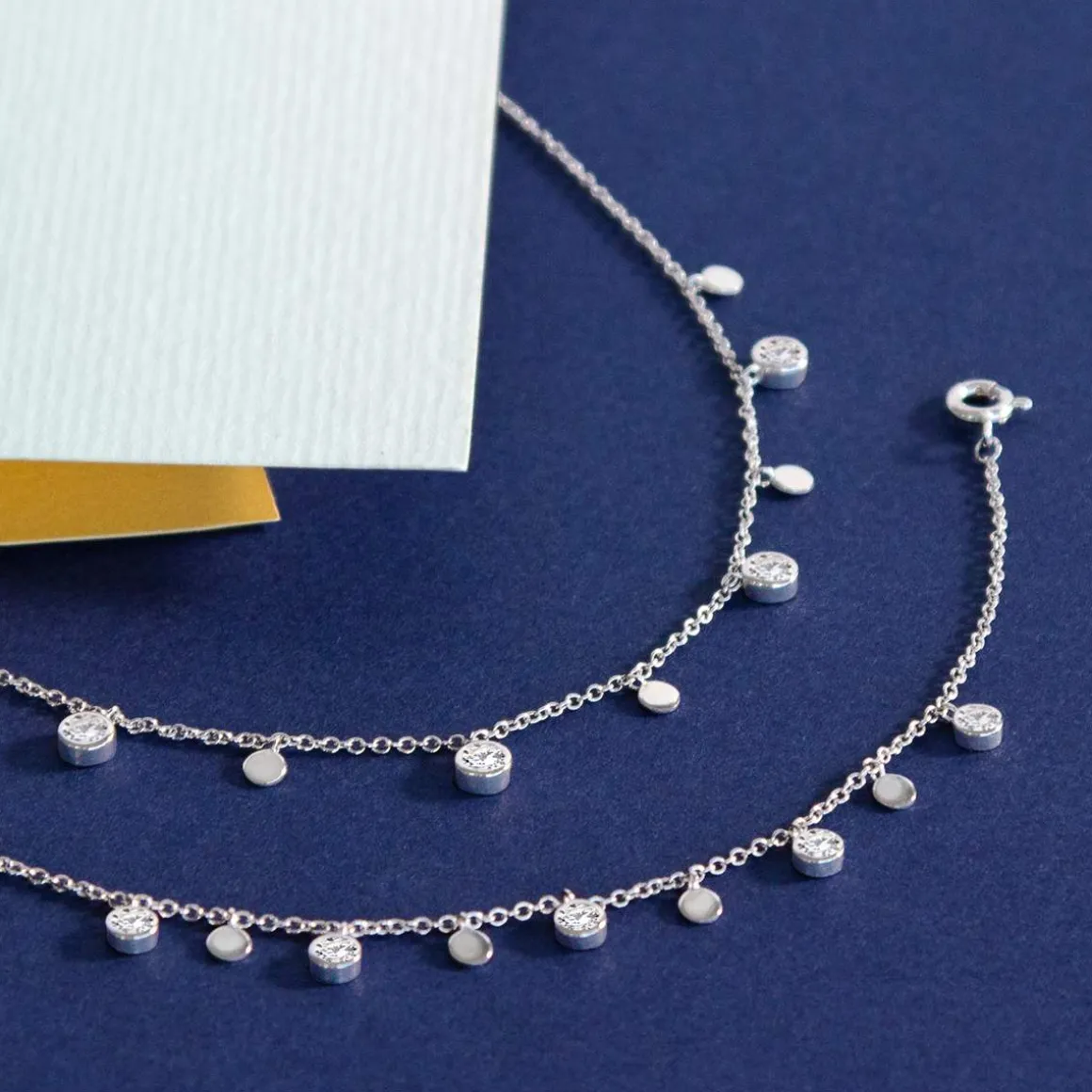 Parure argent 925 collier bracelet pampilles zirconias