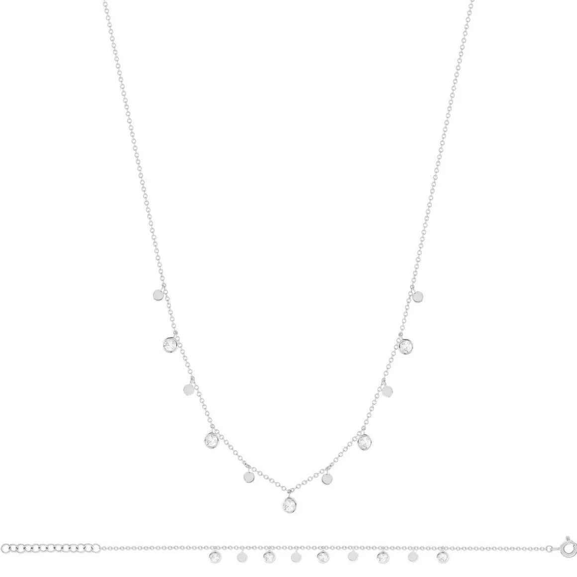 Parure argent 925 collier bracelet pampilles zirconias