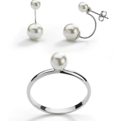 Parure argent 925 perles imitation
