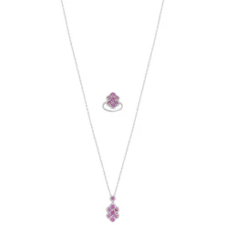 Parure argent 925 pierres imitation roses et zirconias