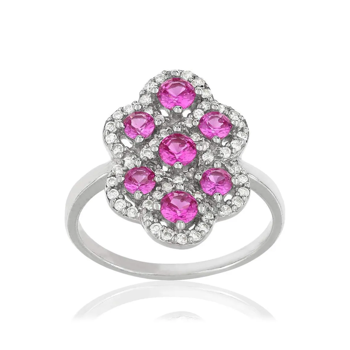 Parure argent 925 pierres imitation roses et zirconias
