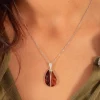 Pendentif argent 925 ambre