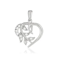 Pendentif argent 925 coeur zirconias