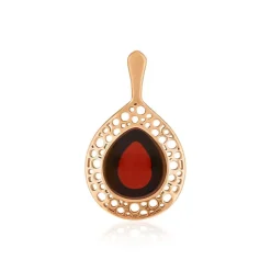 Pendentif argent 925 rose ambre