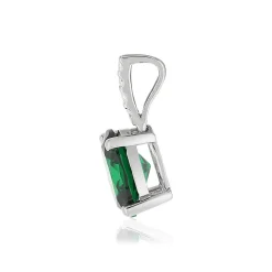Pendentif argent 925 zirconias vert ovale et blancs