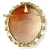 Pendentif broche d'occasion or 750 jaune camée coquille