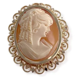Pendentif broche d'occasion or 750 jaune camée
