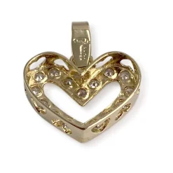 Pendentif coeur d'occasion or 750 jaunezirconias