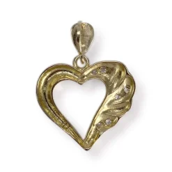 Pendentif coeur d'occasion or 585 2 tons zirconias