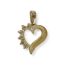 Pendentif coeur d'occasion or 750 jaune zirconias