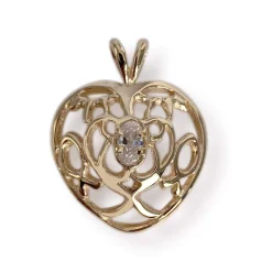 Pendentif coeur d'occasion or 585 jaune zirconia
