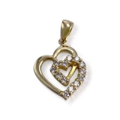 Pendentif coeur d'occasion or 750 jaune zirconias