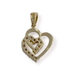 Pendentif coeur d'occasion or 750 jaune zirconias