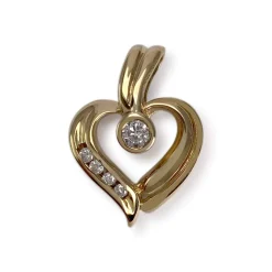 Pendentif coeur d'occasion or 750 jaune diamants