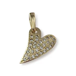 Pendentif coeur d'occasion or 750 jaune zirconias