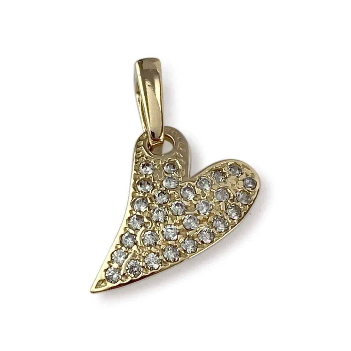 Pendentif coeur d'occasion or 750 jaune zirconias