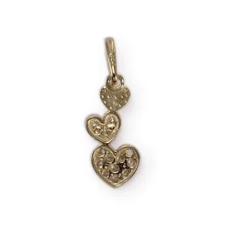 Pendentif coeurs d'occasion or 750 jaune zirconias