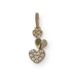 Pendentif coeurs d'occasion or 750 jaune zirconias