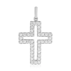 Pendentif croix argent 925 et zirconias