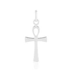 Pendentif croix egyptienne or blanc 750