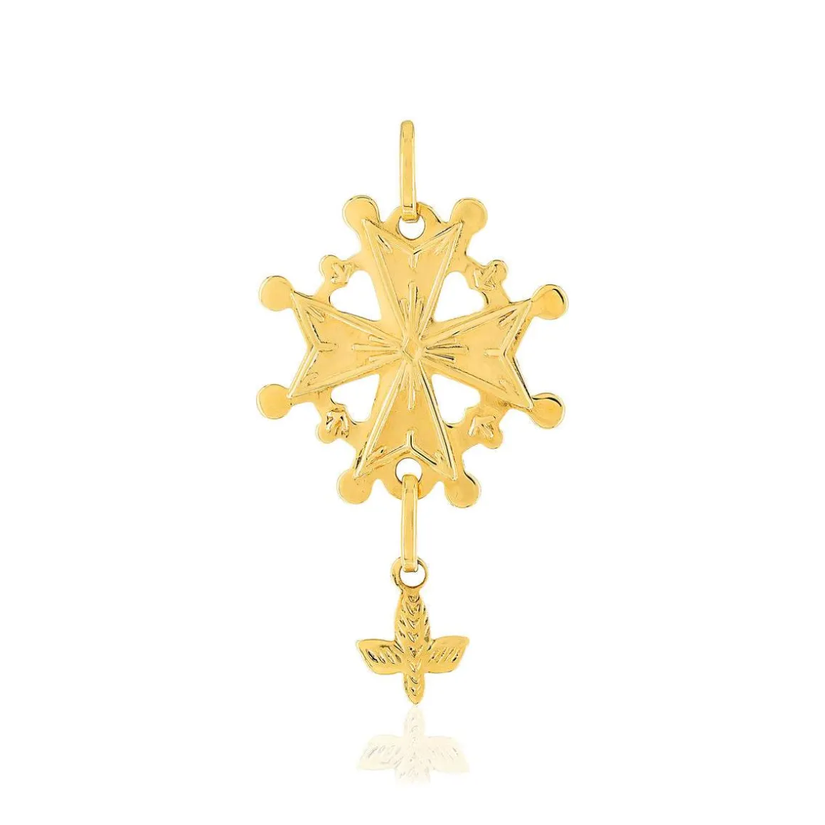 Pendentif croix huguenote or 375 jaune