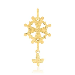 Pendentif croix huguenote or 750 jaune