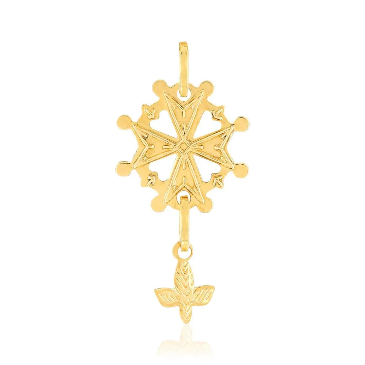 Pendentif croix huguenote or 750 jaune