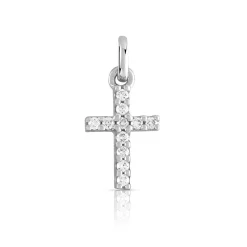 Pendentif croix or 750 blanc diamants