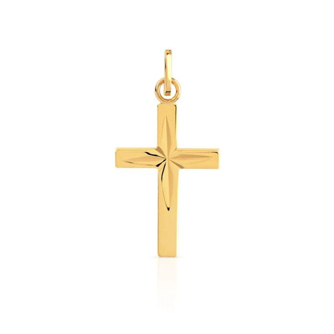 Pendentif croix or 375 jaune diamanté