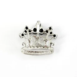 Pendentif d'occasion couronne or 750 blanc saphirs diamants