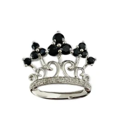 Pendentif d'occasion couronne or 750 blanc saphirs diamants
