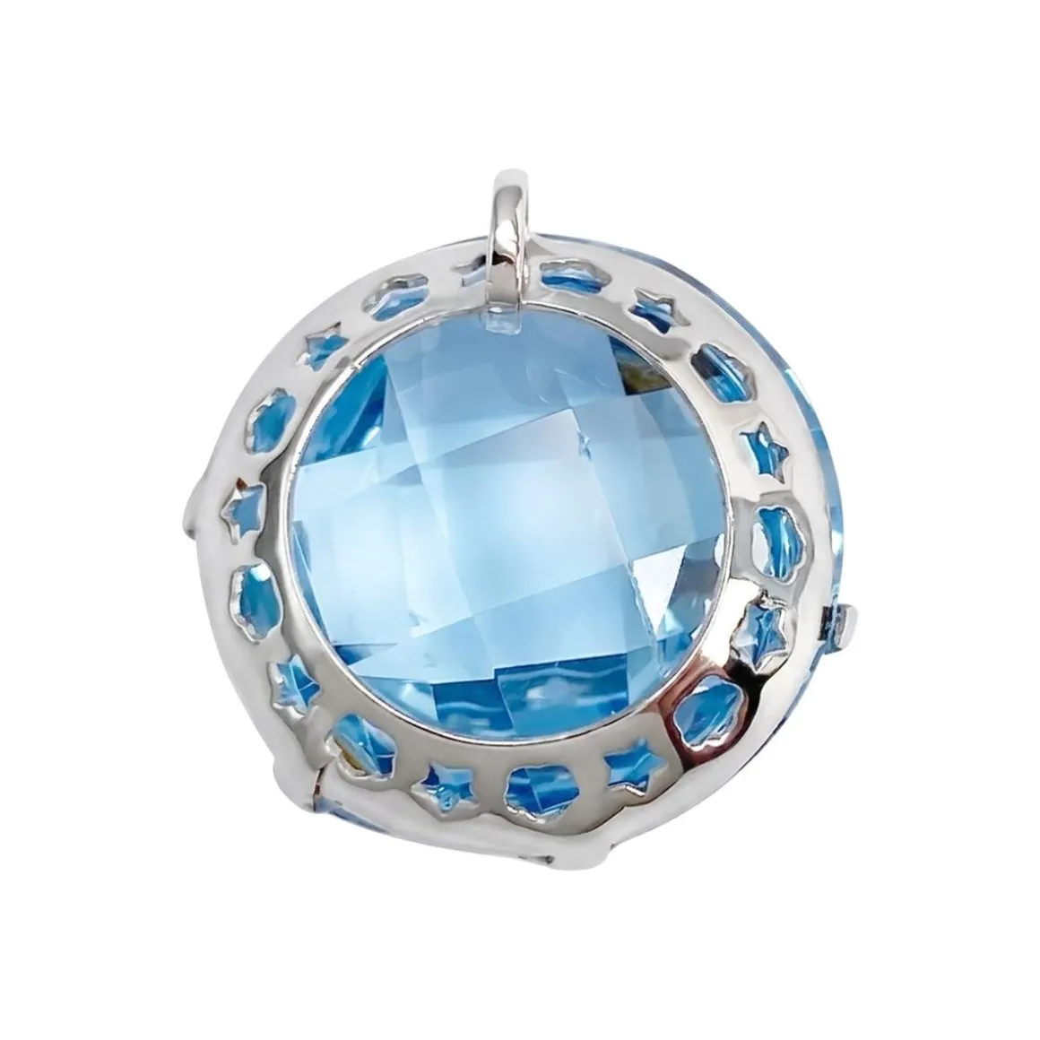 Pendentif d'occasion or 750 blanc spinelle synthetique