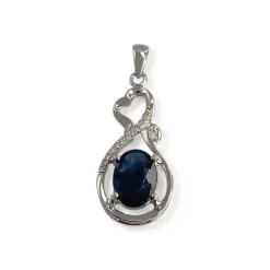 Pendentif d'occasion or 750 blanc saphir zirconias
