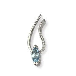 Pendentif d'occasion or 750 blanc topaze Sky blue traitée diamants