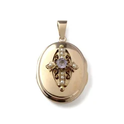 Pendentif d'occasion or 750 jaune améthyste perles