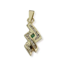 Pendentif d'occasion or 750 jaune agate verte teintée zirconias