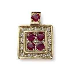 Pendentif d'occasion or 750 jaune diamants rubis