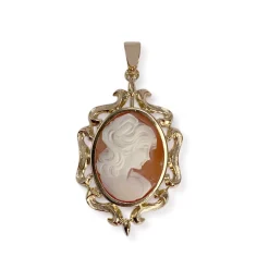 Pendentif d'occasion or 750 jaune camee