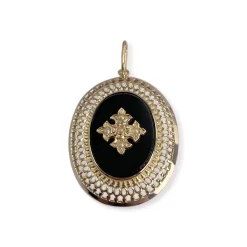 Pendentif d'occasion or 750 jaune onyx perle
